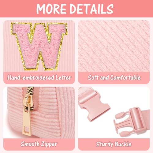 Image of Gitus Gifts for 10 11 12 13 14 15 16 Year Old Girls Christmas Gifts for Teen Girls Sister Her Women Fanny Pack with Initial Letter Patch Belt Bag Crossbody Bag Tween Girls Trendy Stuff (Light Pink-W)