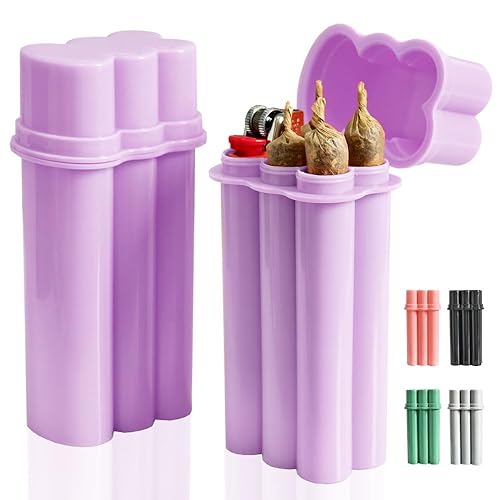 Miniatura 16 de Estuche Porta-Conos Preenrollados de 4 Orificios Tamaño King, Pitillera para Cigarrillos de Tamaño Regular y King, Caja Pequeña para Encendedor,