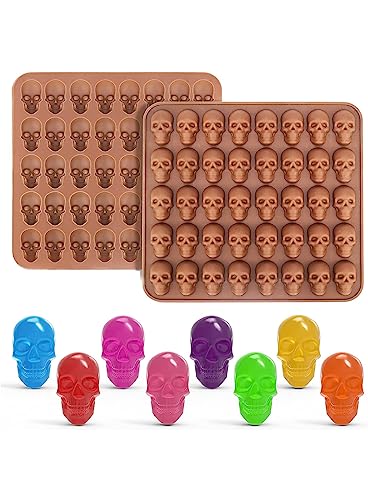 Image of CAKE DECOR 40 Cavity Mini Skull Shape Silicone Mould for Chocolate Jelly Soap Candy DIY Craft Halloween Theme Reusable Nonstick Tray Silicone Mold