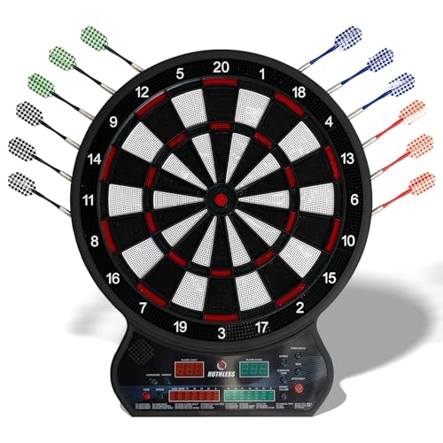 Ruthless - Ruthless R600 Electronic Dartboard - Soft Tip - inc 4 Sets of Darts - 8 players-27 Games