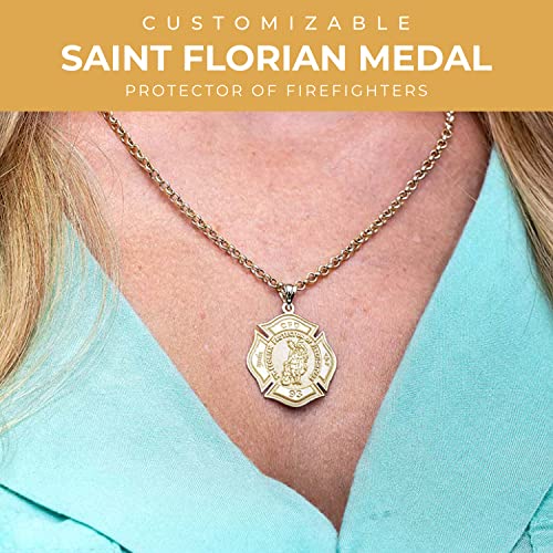 PicturesOnGold.com Saint Florian Protector of Firefighters Customizable Medal - Available in Solid 10K &14K Yellow or White Gold, or Sterling Silver - Protection Jewelry Christian Gift for Men & Women2