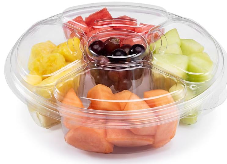 Fruit Tray, Ready to eat party platter with freshly cut cantaloupe, honeydew, pineapple, and watermelon, and grapes. Ready to serve and great for hosting events. Reduce the amount of prep work needed with this fresh, ready to serve party tray. Serves 8-12 Pk .. [ 45 oz , 2.8 pound ]