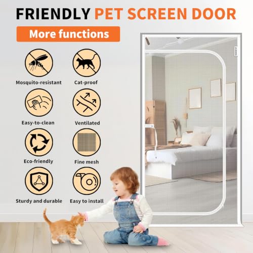 Puerta mosquitera para gatos en el hogar con malla reforzada resistente que evita escapes 4