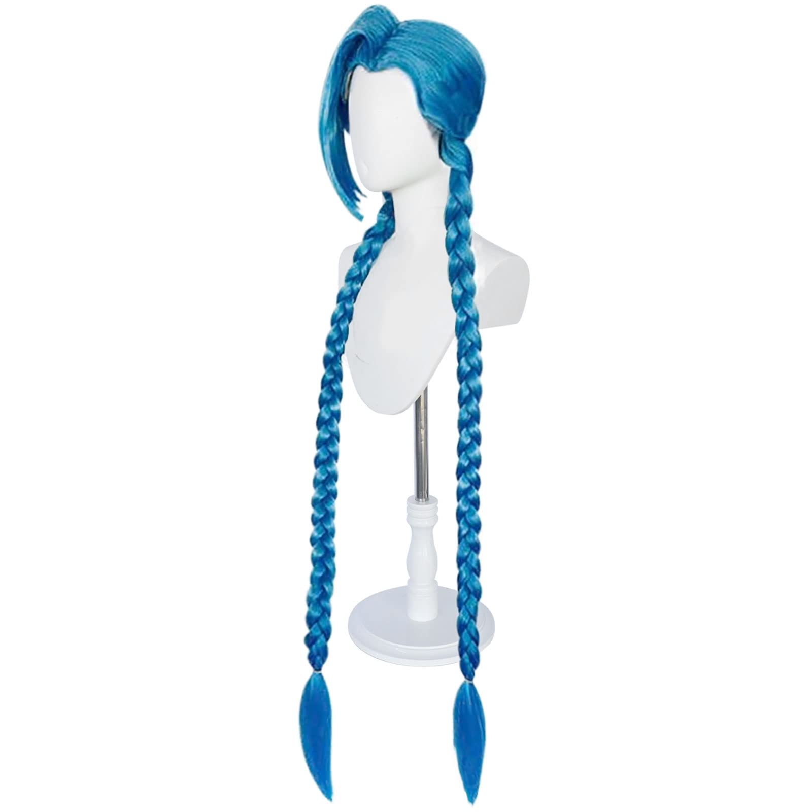 Ebingoo Blue Braided Cosplay Wig for Women + Wig Cap Long Straight Synthetic Costume Wig for Halloween Costume Anime Party: Blue 1