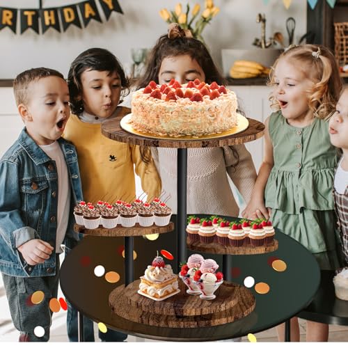 CASDUCT Holz Tortenständer,360°drehbares 4-lagiges Cupcake-Display mit Blumenform als Fruchtschale oder Tablett, einfach zusammenzubauen für Partys, Hochzeiten, Festivals