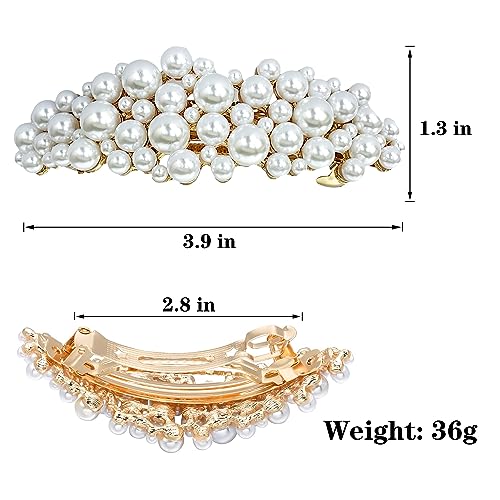 Yusier Large Pearl Hair Accessories Metal Vintage Hair Barrettes French Double Clasp Barrettes Decorative Hair Clasps Accessories For Women Girls (Large 01) #TOP3