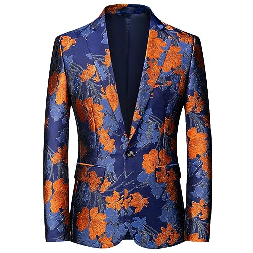 Floral Mens Blazer Jacket Slim Fit Print Blazers Fancy Dress Suit Jacket Club Party Prom Blazer