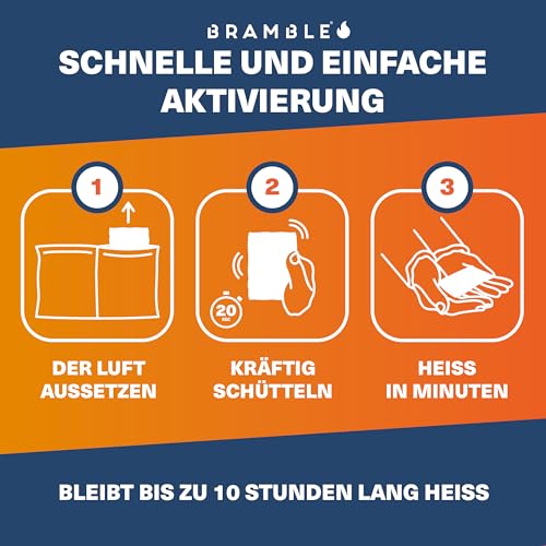 Bramble – Handwärmer (20 Paar, 40 insgesamt) – Luftaktivierte Taschenwärmer für Outdoor-Aktivitäten – Wärme in Minuten und geruchsfrei – Bis zu 10 Stunden Wärme