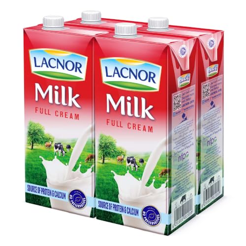 Lacnor Full Cream Milk - 1 Litre (Pack of 4)