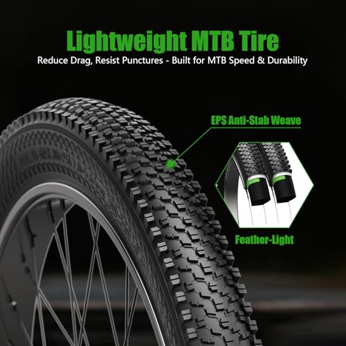 Mountain Bike Tires 24/26×1.95 Inch 2-Pack – Wear-Resistant Foldable Hybrid Tires with 2 Inner Tubes & Levers, Aggressive Tread for Trail, Commuter, Off-Road (24/26×1.95-30TPI)