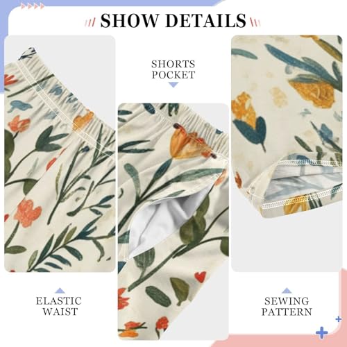 Boys' Pants Colorful Bohemian Wildflowers Long Bottoms Jogger Pants Elastic Waist Trousers with Pockets S-XL4