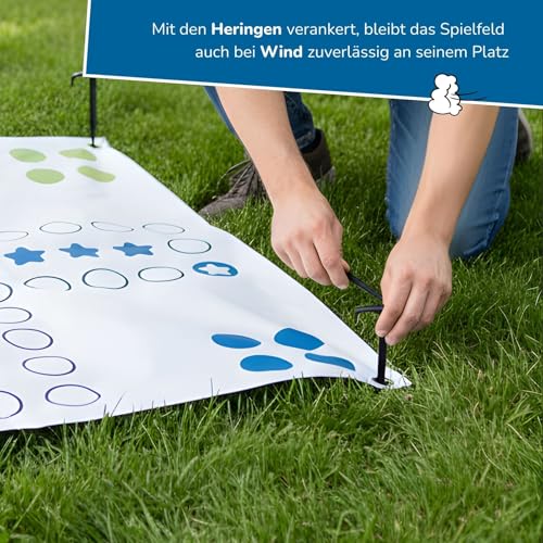 alldoro 60060 XXL Ludo 150 x 150 cm, riesiges Familien-Brettspiel mit 16 großen Spielfiguren & Würfel, für Garten, Indoor & Outdoor