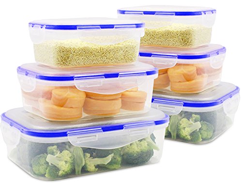 MEAUOTOU Food Storage Containers, BPA Free Plastic Container Set for Kicthen, 6pcs