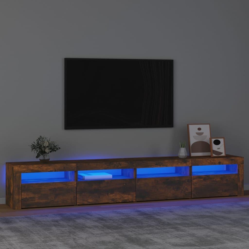 Szafka pod telewizor z lampkami LED dębowym, 240 x 35 x 40 cm