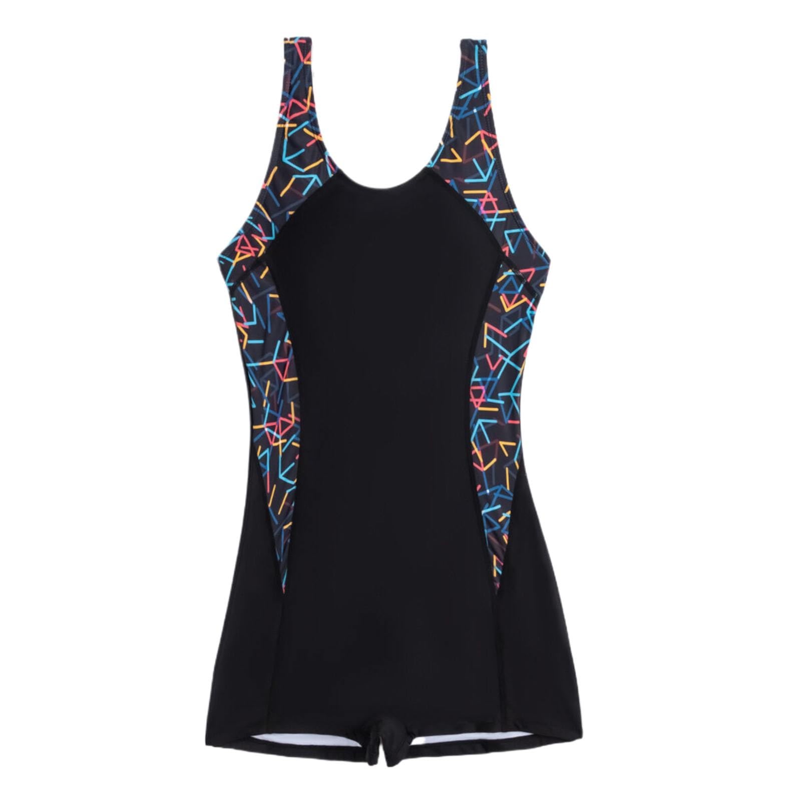 Maillot De Bain Femme 1 Pièce Style Shorty Gainant Ventre Plat Coques Amovibles Push Up Monokini Noir