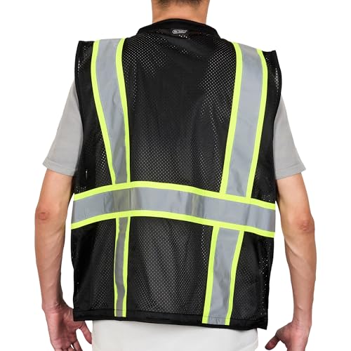Image of Restaurantware Reflective Safety Vest 20 Count 29.213 x 30.315 Inches High Visibility Multi-Pocket Zipper Front Safety Vest