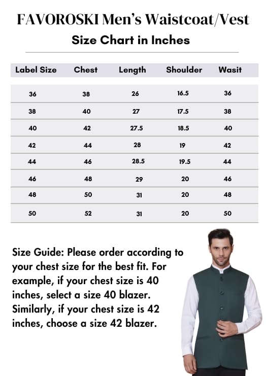 FAVOROSKI Gilet formale etnico da uomo, vestibilità regolare, cappotto formale Nehru con colletto alla coreana, giacca senza maniche con tasche, gilet etnico tradizionale per matrimoni e feste