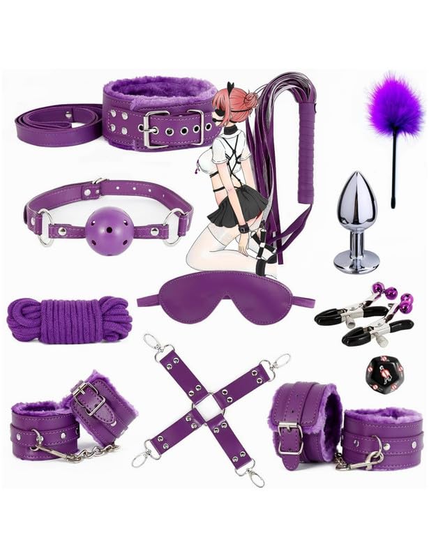 Kit Fitness Viola 12 Pezzi con Attrezzature Regolabili Kit Allenamento per Palestra Interna - H5