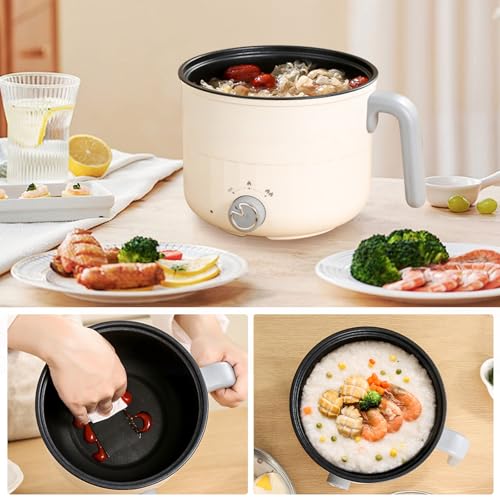 Elektrischer Hot Pot Kochtopf, Elektrische Hot Pot Topf 1,8 L, Elektrischer Kochtopf, Antihaft Mini Elektropfanne, Schneller Ramen Kocher Für Zuhause Büro Schlafsaal, Doppelte Feuerkontrolle – Bild 5