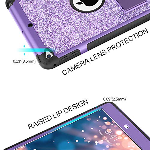 Bentoben Ipad Mini 5 Case, Ipad Mini 4 Case, Glitter Sparkly 3 Layers Heavy Duty Rugged Shockproof Kickstand Sturdy Leather Protective Tablet Cover For Apple Ipad Mini 5 / Ipad Mini 4, Purple #TOP5
