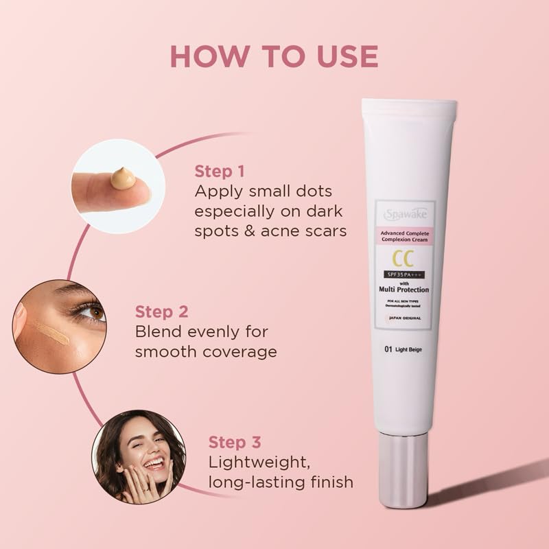 Image of Spawake Advanced Complete Complexion CC Cream SPF35 PA+++ with Sea Minerals | Multi Protection | Lightweight Coverage | All Skin Types | Natural Beige | 15g