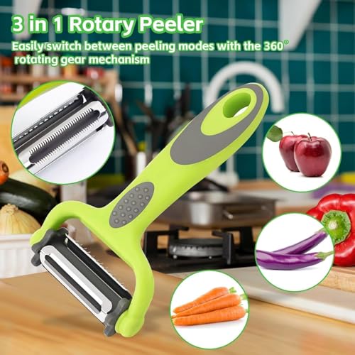 Image of Multi-Functional Vegetable Peeler | Stainless Steel 3-in-1 Julienne Cutter & Slicer | Multipurpose Kitchen Peeler for Potato, Carrot, Cucumber | Ergonomic Anti-Slip Handle