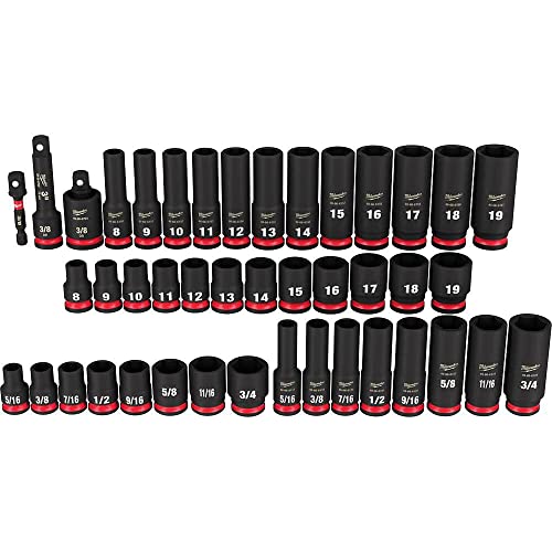 Milwaukee 43PC Shockwave Impact Duty 3/8" Drive SAE & Metric Deep 6 Point Socket Set with Accessories thumbnail 4