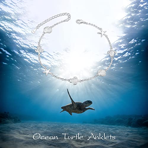 Beilin 925 Sterling Silver Ocean Beach Anklets For Women Starfish Conch Turtle Ankle Bracelets For Women #TOP4