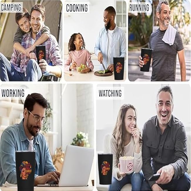 African American Woman with Quotes Black Girl Tribal 20 OZ Inspirational Travel Coffee Mug, Gift for Sister, Best Friend, Coworker & Mom, Ideal Mothers Day Gift from Daughter