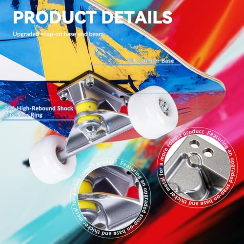 Image of Casual Graffiti Professional Double Kick Skateboard, 31 inch Maple Deck, ABEC-11 Bearings, 95A PU Wheels