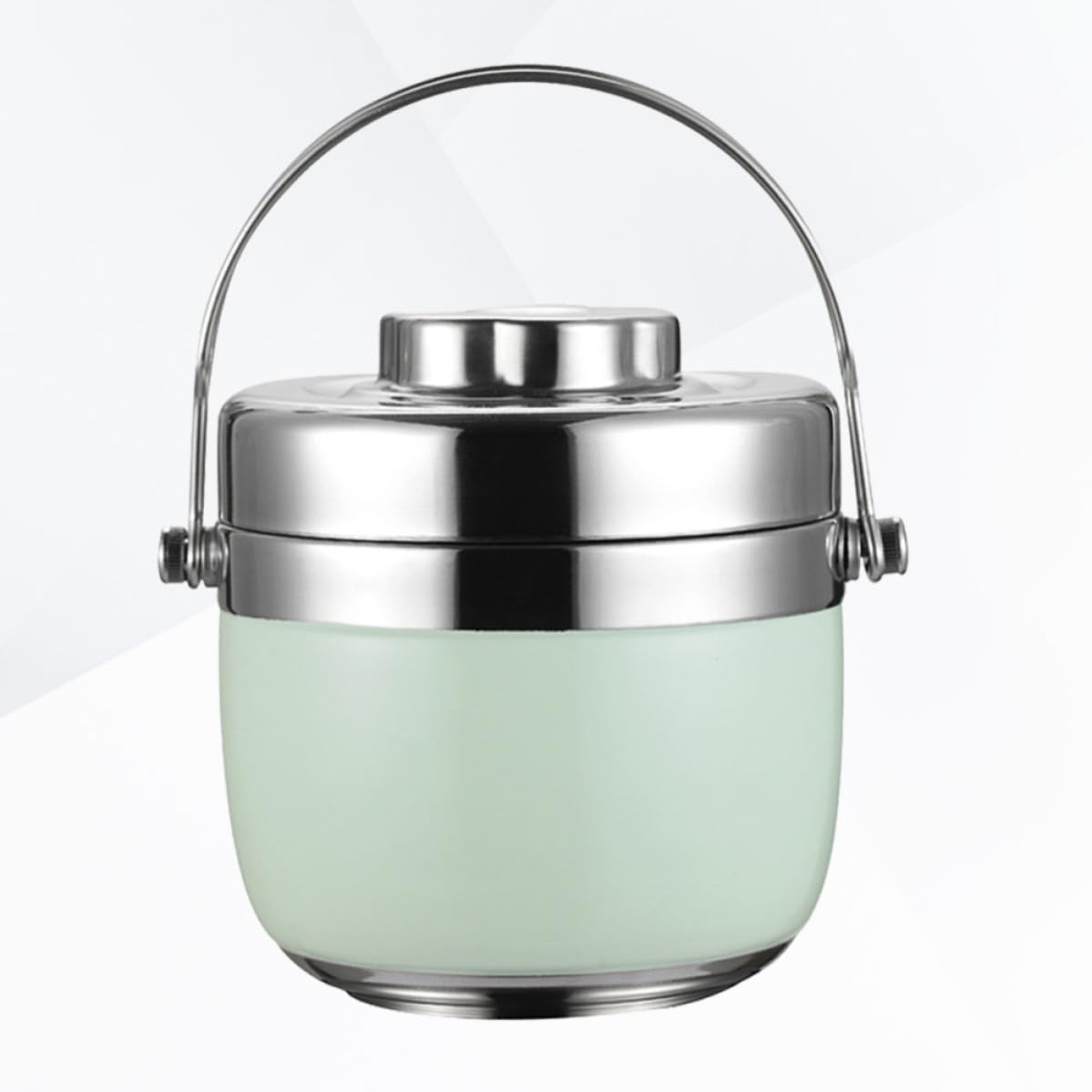 Grüne Edelstahl Lunchbox 1, 5 L mit Zwei Ebenen, Isoliert