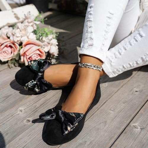 Women's Ballet Flats Comfortable Round Toe Bowknot Slip On Flat Shoes Classic Office Dress Shoes for Work Bussiness Casual Lightweight Breathable Walking Driving Ballerina Loafers3