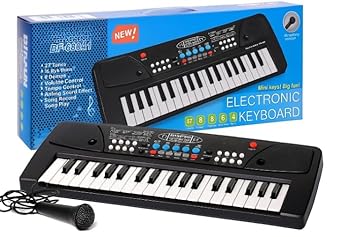 Amisha Gift Gallery Piano Keyboard For Kids | Pianos For Adult | Keyboard With Microphone Tones & Song Record Feature | Single Speaker Only & Battery Not Included (37 Keys Piano) Black - image, photos