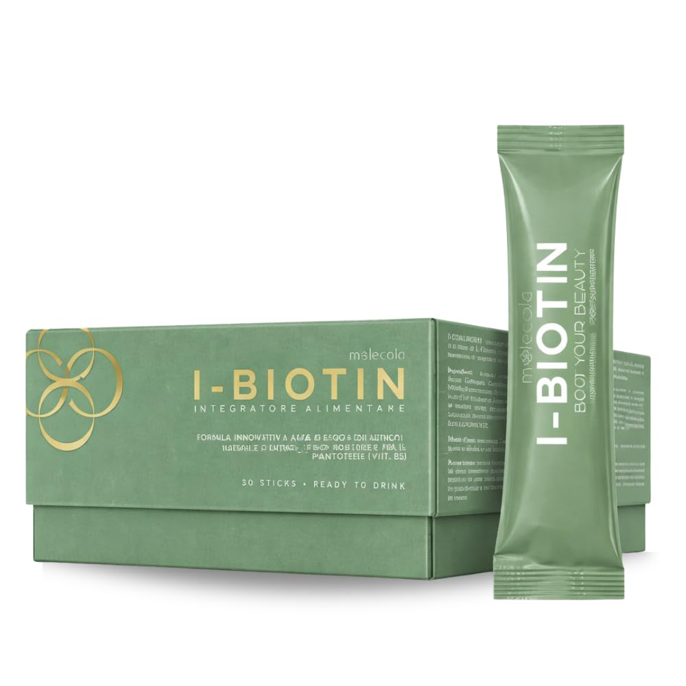 Integratore per Capelli Naturale ad alto contenuto di Biotina, Zinco e Rame per Capelli e unghie, Crescita, Volume e Forza, 30 stick in formula liquida pronti da bere I-BIOTIN