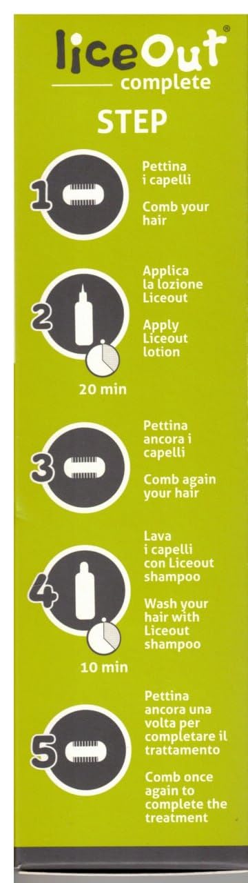 LICEOUT Shampoo e Lozione Pidocchi Bambini. 2x125ml+Pettine | Trattamento Naturale e completo contro lendini e uova. Senza pesticidi. Include il pettine speciale per la rimozione