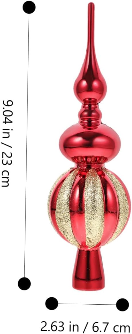 Spherical Christmas Tree Topper Plastic Ornament Lightweight Glitter Xmas Treetop Decoration for