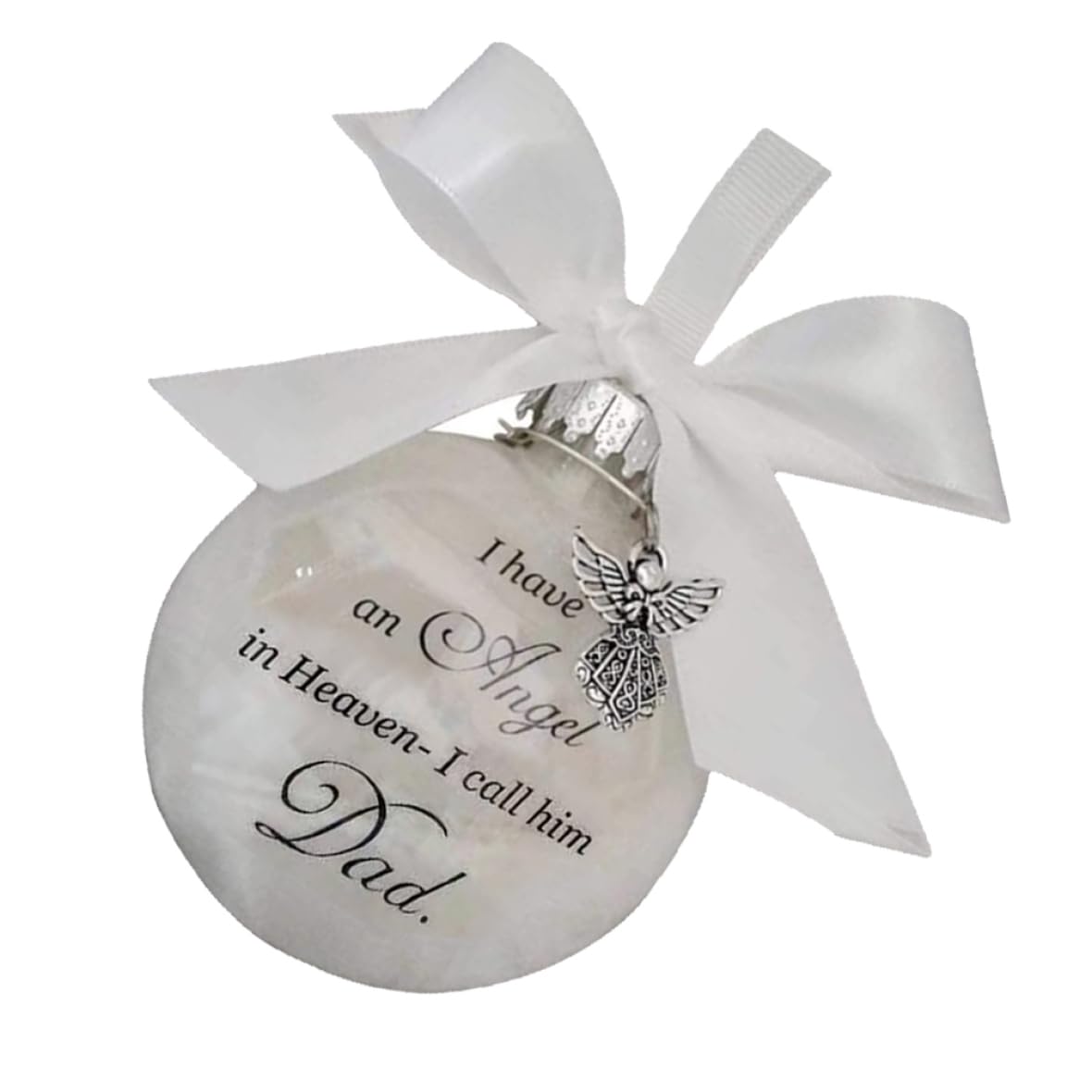 Peosaard Dad Christmas Memorial Baubles Ornaments Angel Feather Ball Christmas Tree Hanging Pendant For Christmas Memorial Baubles