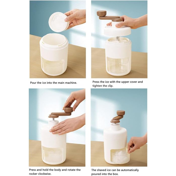 Image of Garth Portable Gola Maker Ice Crusher and Shaved Ice Machine, Hand Shaved Ice Machine Manual Fruit Smoothie Machine Mini Household Ice Shaver Ice Crusher