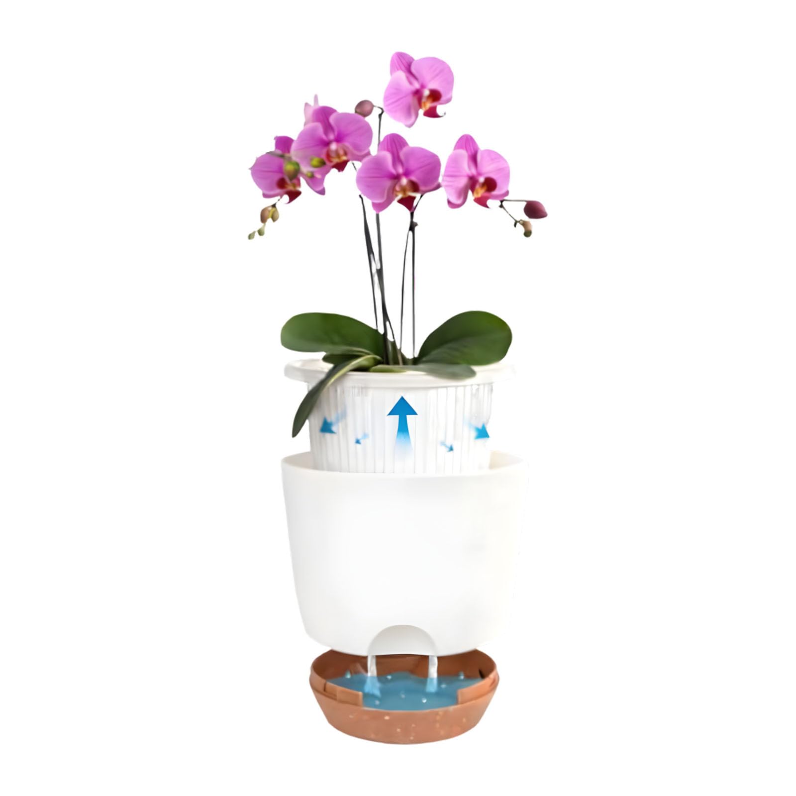 Kaeltsyn 2 Pack Clear Double Layer Flower Pots for Enhanced Ventilation and Root Health Drainage Flower Container