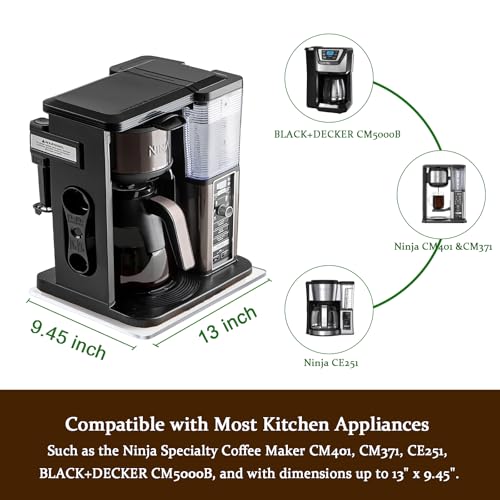 Image of Transparent Acrylic Appliance Slider - 13 inch x 9.45 inch Coffee Maker Slider Tray for Countertop, Compatible with Ninja CM401, CE251, CM371, BLACK+DECKER CM5000B, and Other Small Appliances