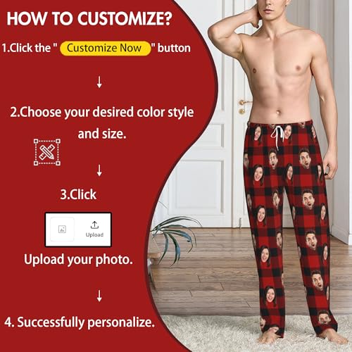 Custom Pajama Pants Personalized Face Photo Pajamas Pants Christmas Birthday Valentines Gifts For Men Women Pets2