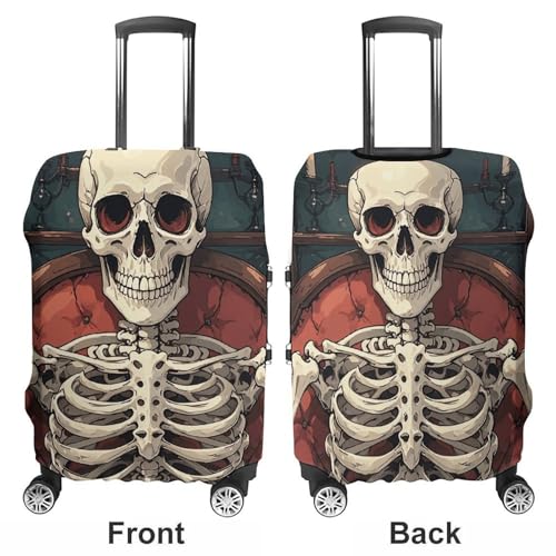 Skeleton Reading Luggage Cover, Washable Elastic Suitcase Cover Protector Fit 18-32 Inch Luggage3