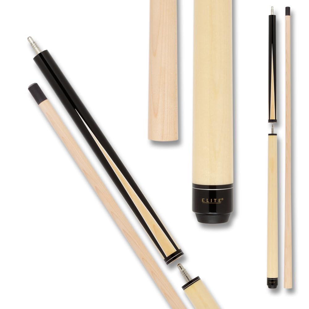 Elite ELBJPBK Break/Jump Pool Cue - Natural Maple with Black Points and Cream Overlay - 21oz
