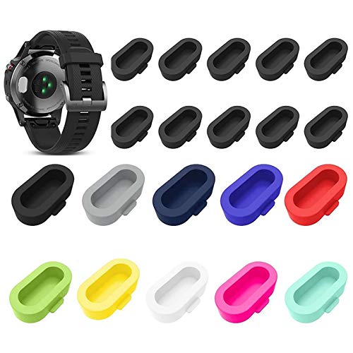 [20 Pack] Compatible Garmin Fenix 7S 6S 5S, Fenix 7 5 6, Fenix 7X 6X 5S Garmin Instinct Charger Port Protector, Silicone Anti-dust PlugsDust Plug Cap for Garmin Forerunner 945/245/45S/45 Music