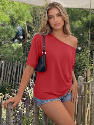Image of Trendy Queen Womens Off the Shoulder Tops Oversized Summer Spring T-Shirts 2026