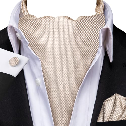 Image of Dubulle Paisley Floral Ascot for Men Self Tie Mens Cravat and Pocket Square Cufflinks Wedding