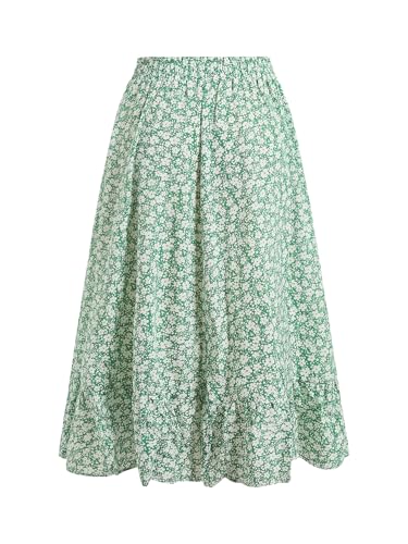 Milumia Women's Ditsy Floral High Waist Ruffle Skirt Vacation Flowy Midi Skirts2