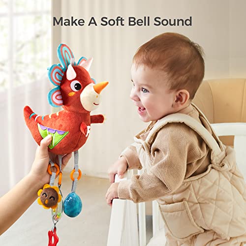 Image of TUMAMA Dinosaur Plush Toy with Wind Chime, Car Seat Stroller Stroller Crib Hanging Toys, Baby Toys for 0 3 6 9 12 Months