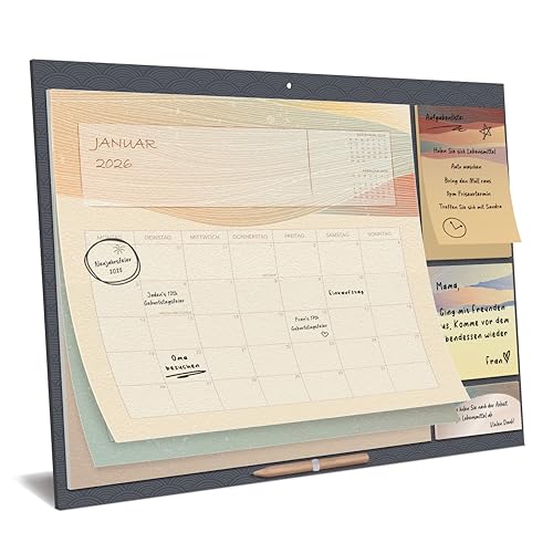 Wandkalender Familienkalender 2025-2026 – Smart Panda Ästhetisch Familienplaner mit 3 x Klebezettel – Kalender Planer, jeder Monat zum Ansehen – August 2025 bis Dezember 2026, 30x40cm