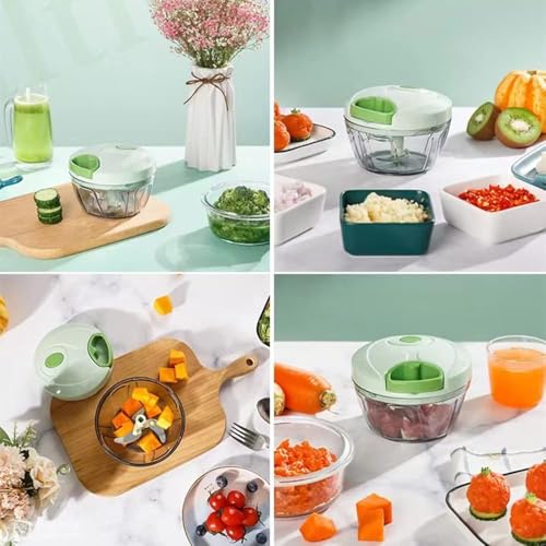 Vegetable Chopper Manual Food Chopper with Container, Hand Pull String Veggie Cutter for Salad Garlic Nut Onion